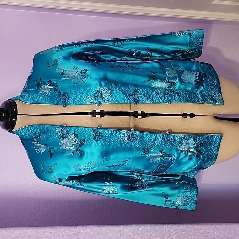 Vintage Solz Squirrel Reversible Satin Kimono Jacket, Size Medium